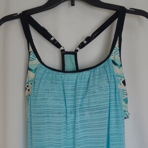 Aqua Striped Women's One Piece Swimsuit Top